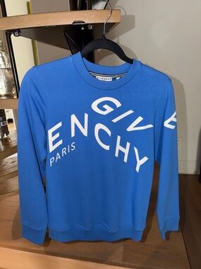 Givenchy Blue Crewneck Sweatshirt with White Logo